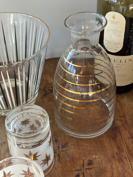vintage art deco gold stripe decanter carafe