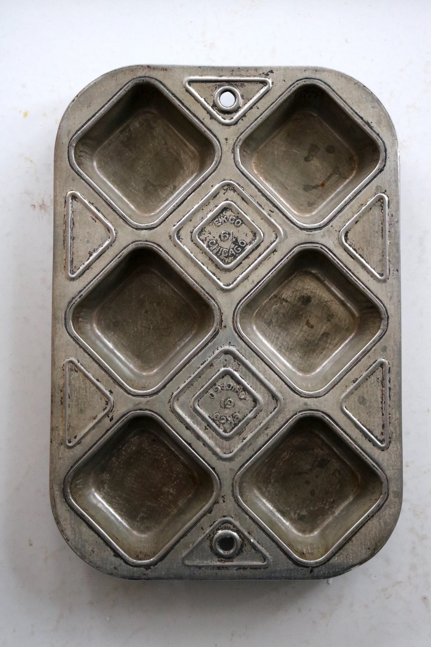 vintage Ekco Chicago muffin or cake tin - food styling prop