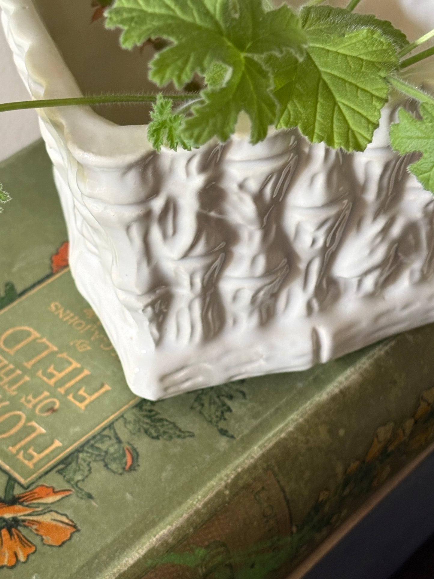 vintage faux bamboo creamware planter