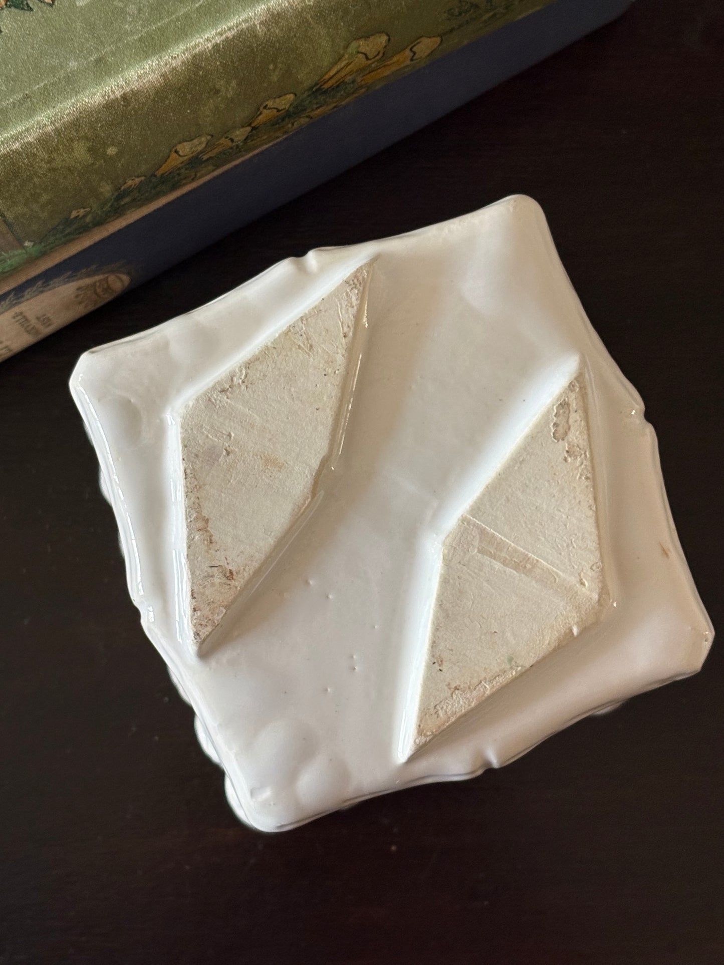vintage faux bamboo creamware planter