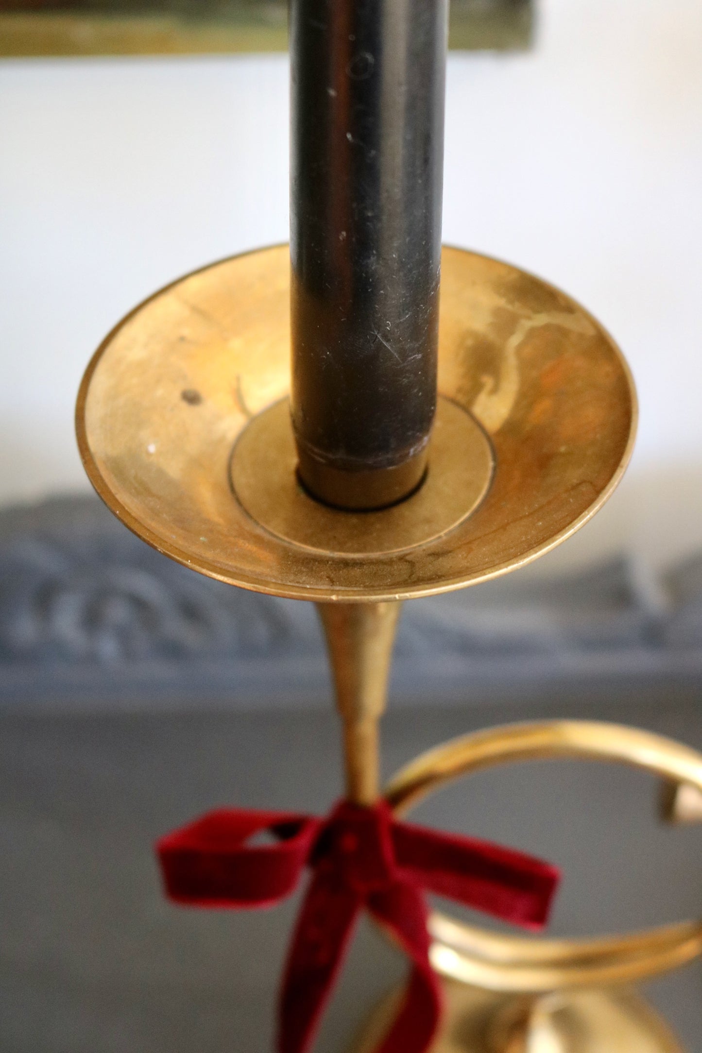 vintage French horn candle stick holders - set of 2