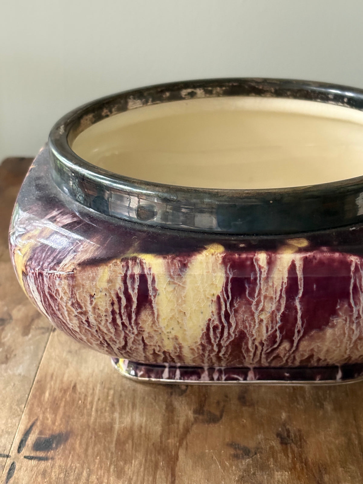 Vintage mid century drip glaze ceramic bowl 'Viking' Grimwades Ltd.