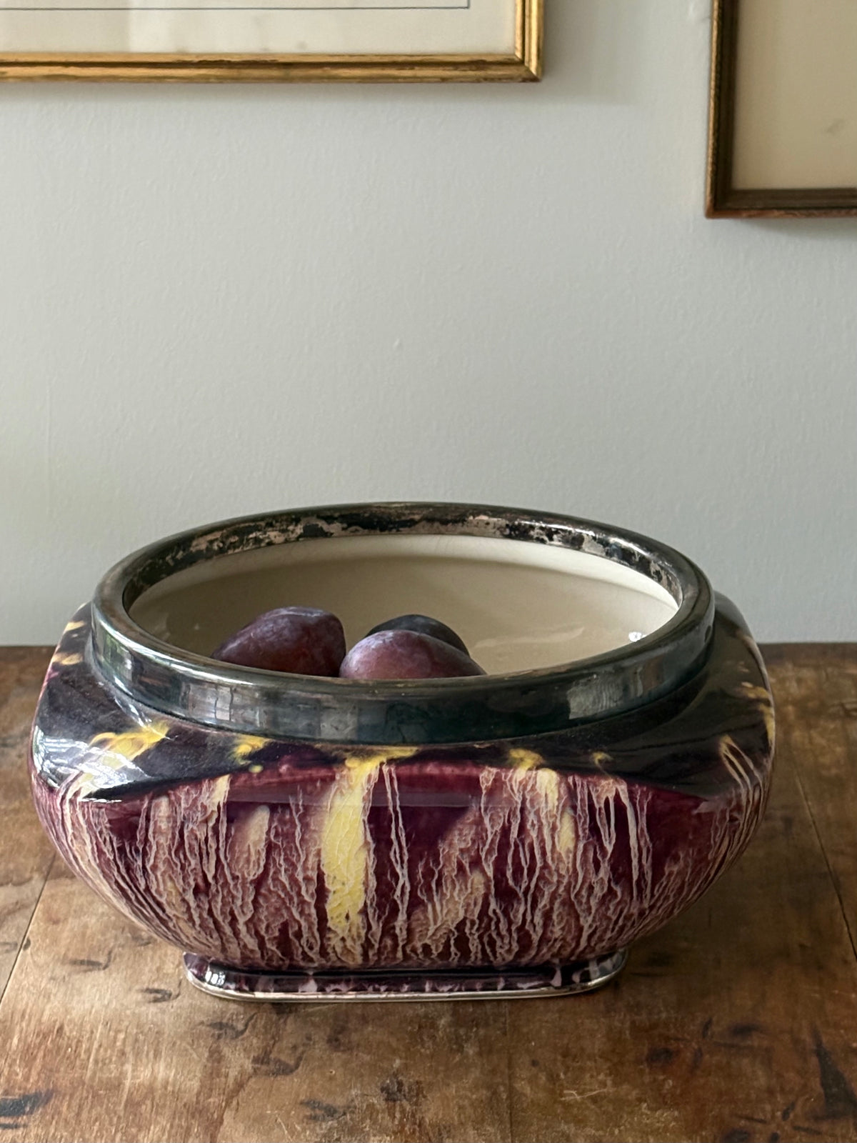 Vintage mid century drip glaze ceramic bowl 'Viking' Grimwades Ltd.
