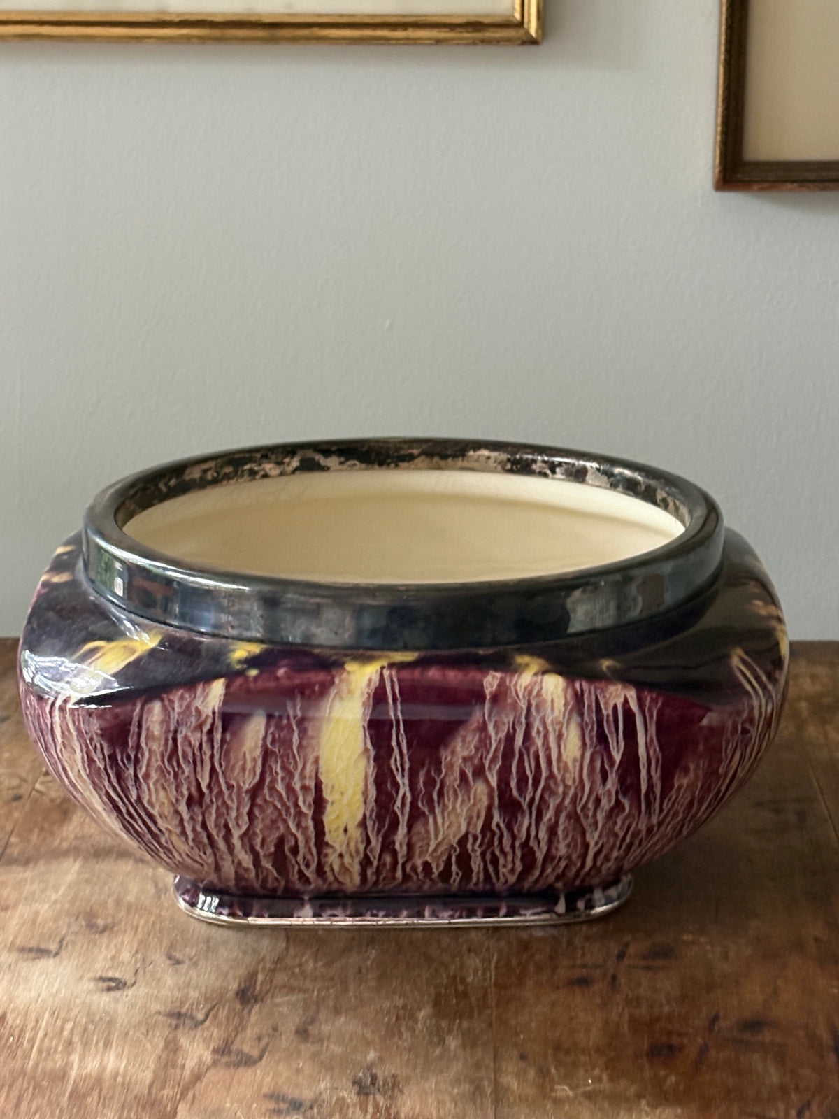 Vintage mid century drip glaze ceramic bowl 'Viking' Grimwades Ltd.