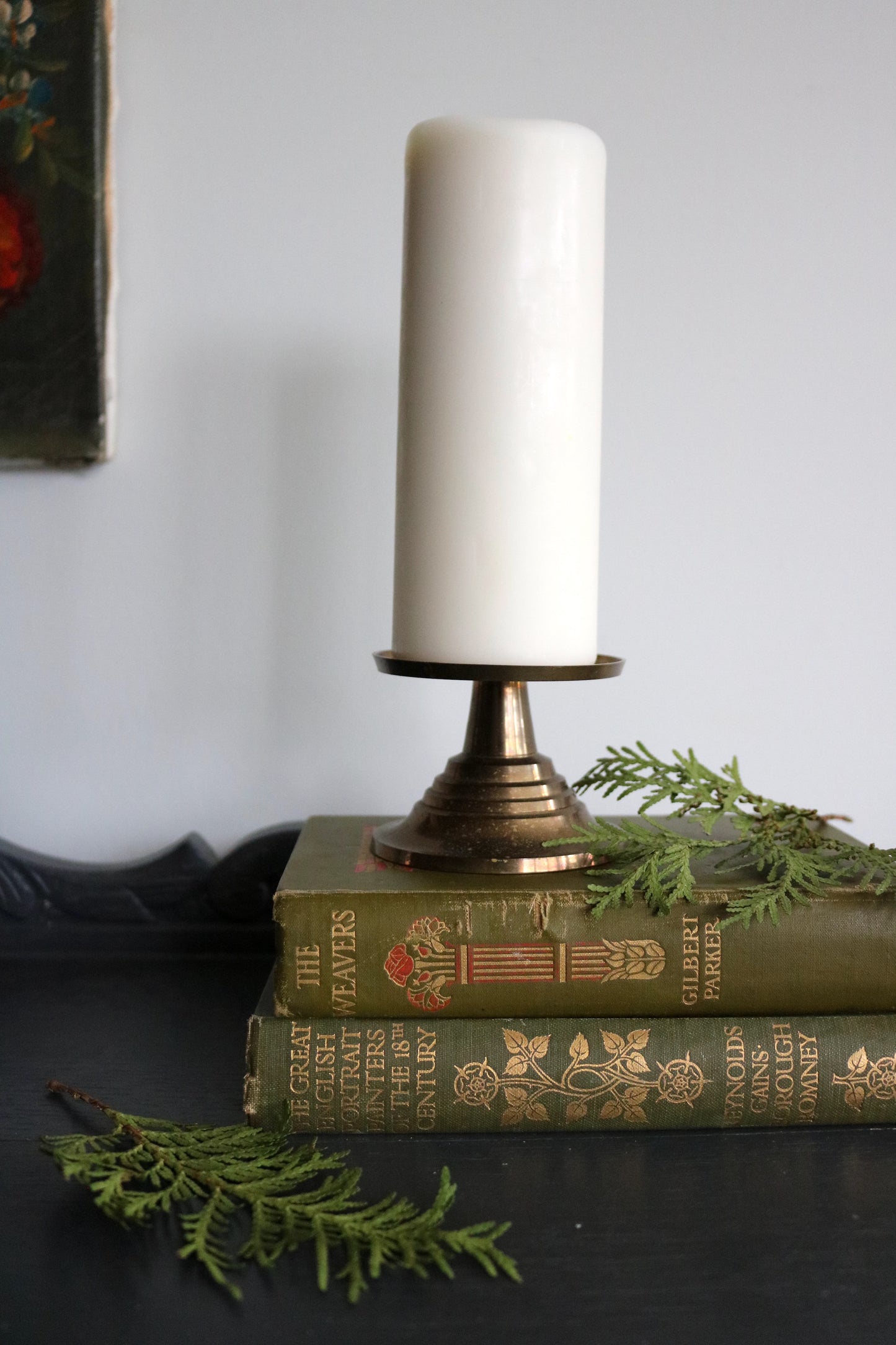 vintage brass pillar candle holder