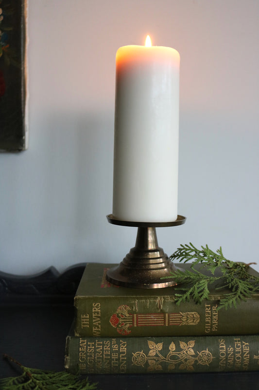 vintage brass pillar candle holder