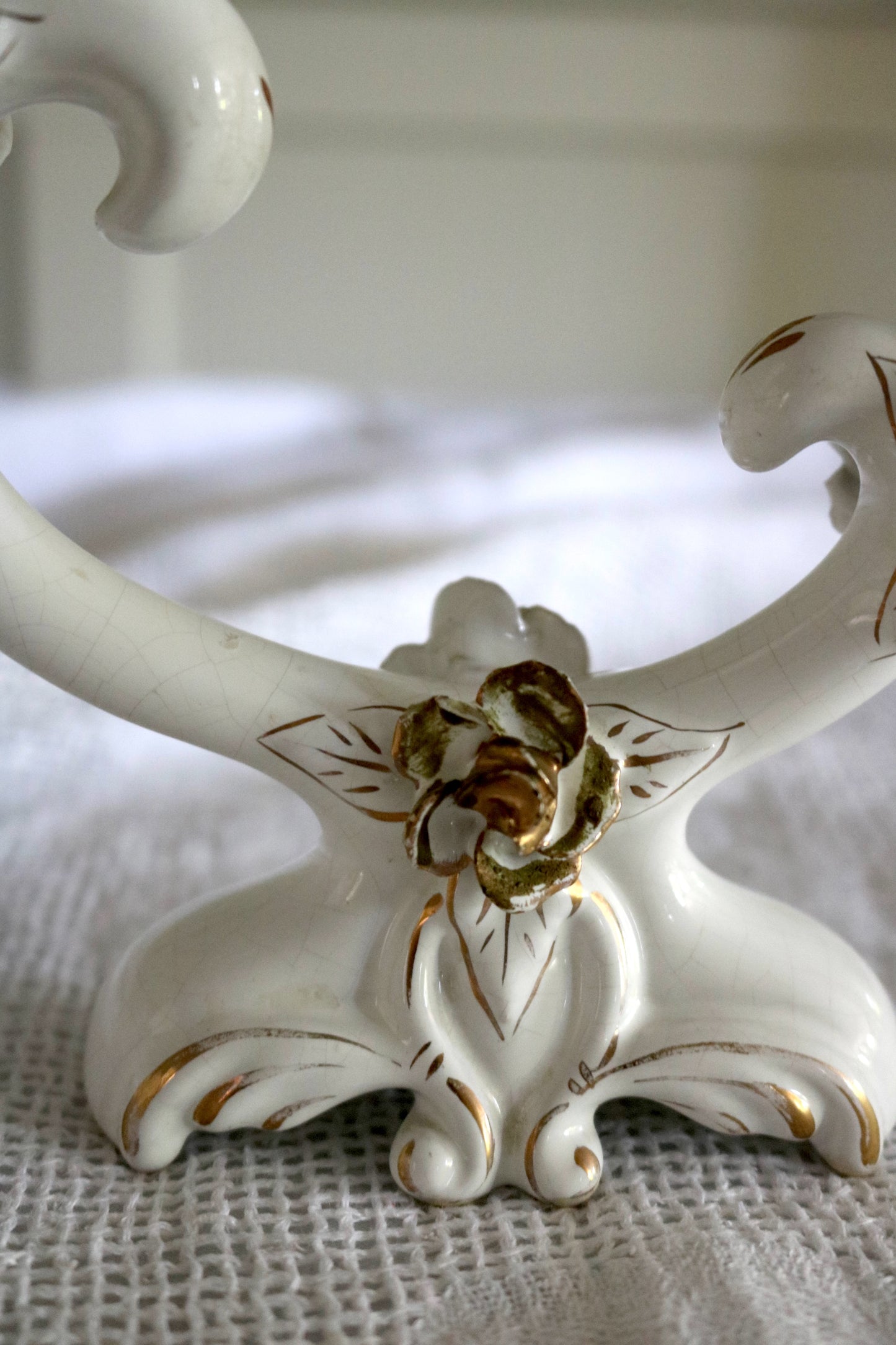 vintage Rococo style porcelain candelabra