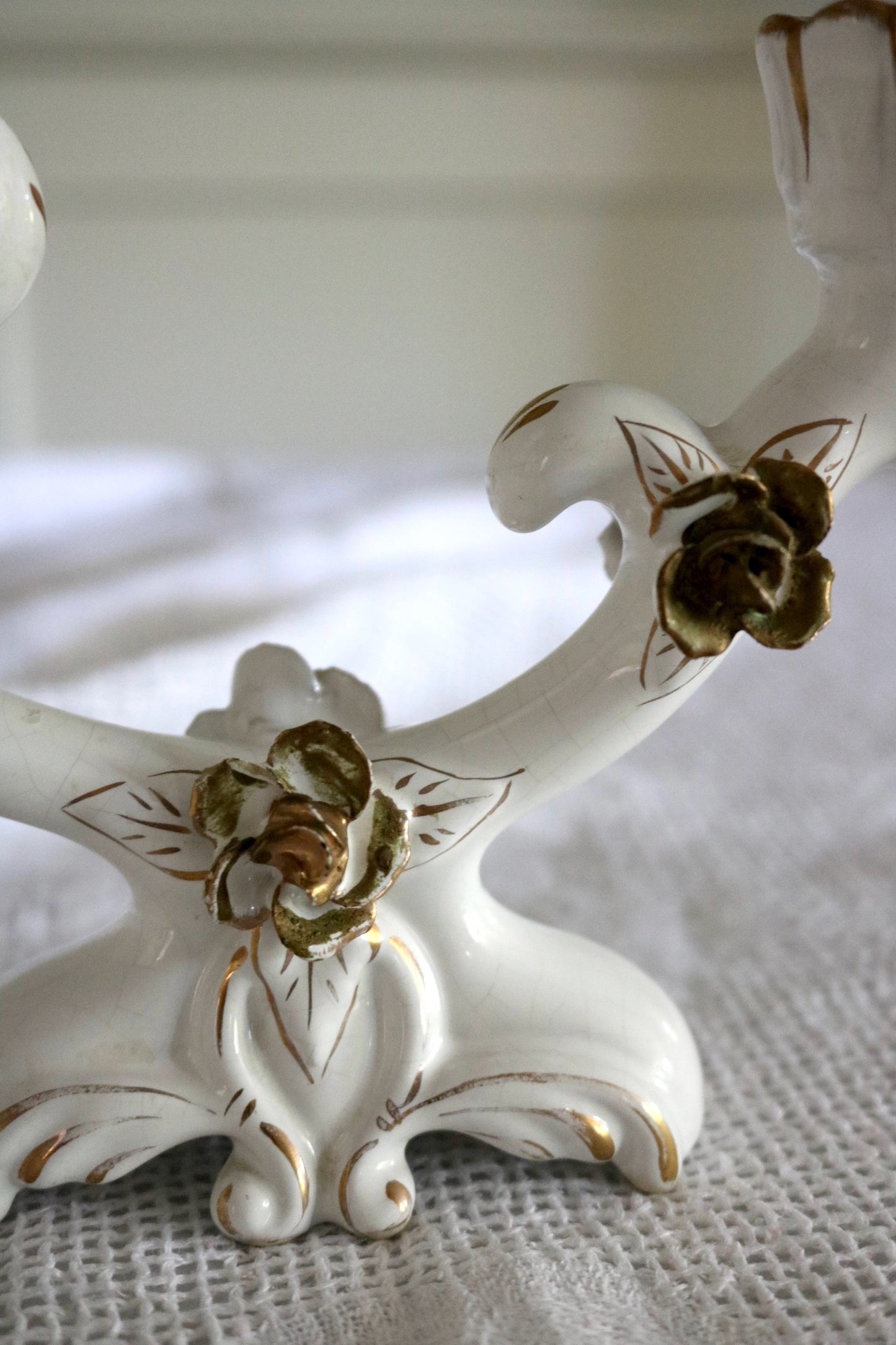 vintage Rococo style porcelain candelabra