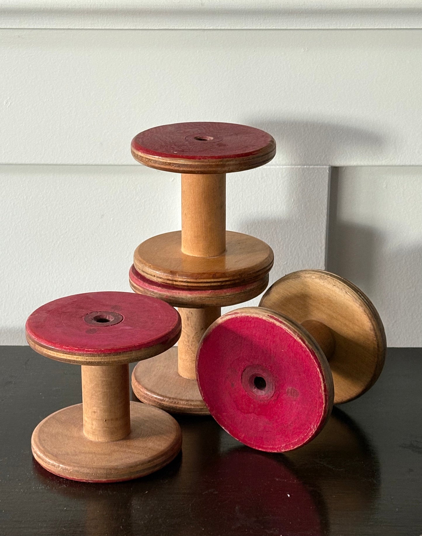 vintage wooden industrial bobbins / spools