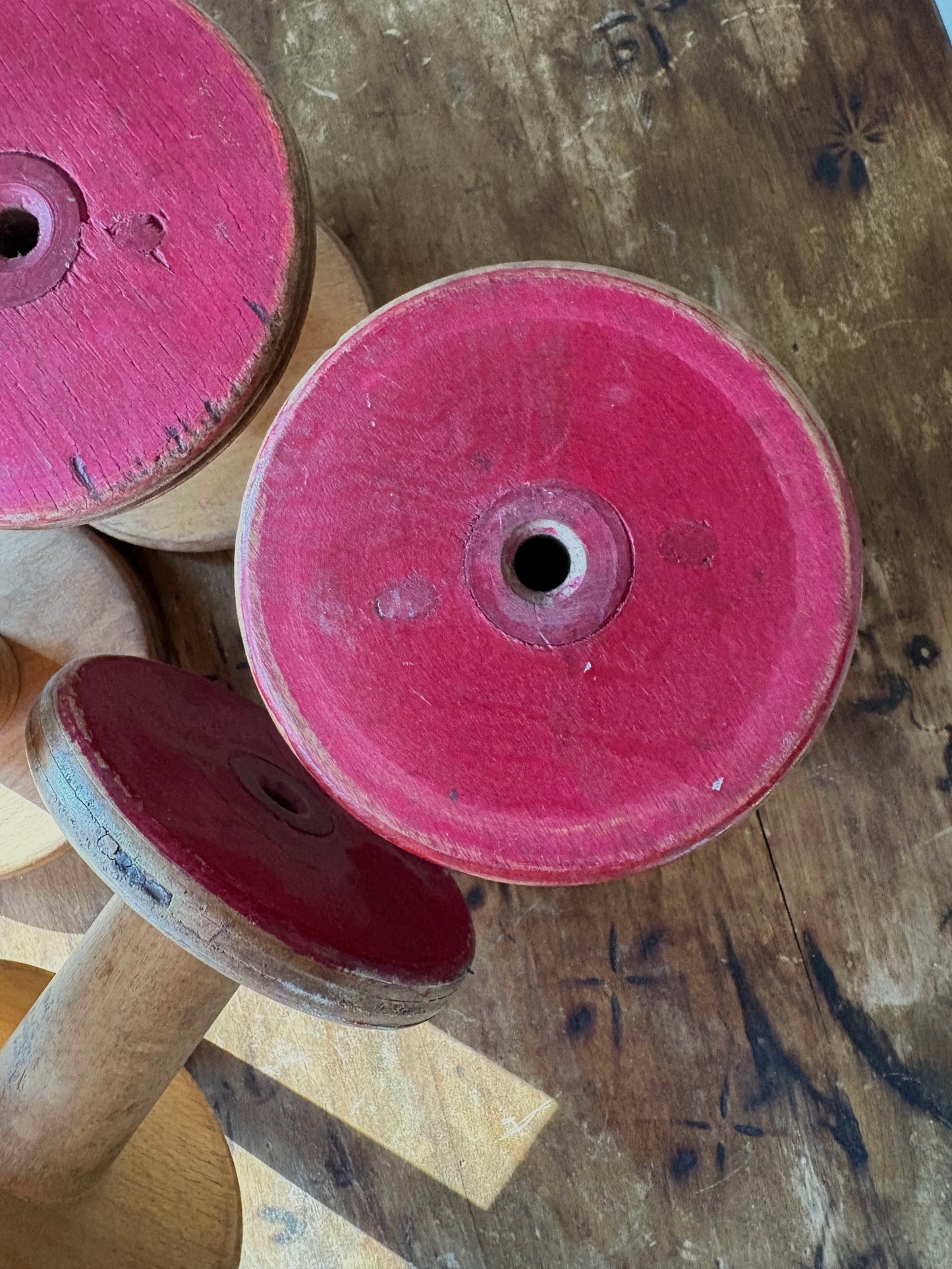 vintage wooden industrial bobbins / spools