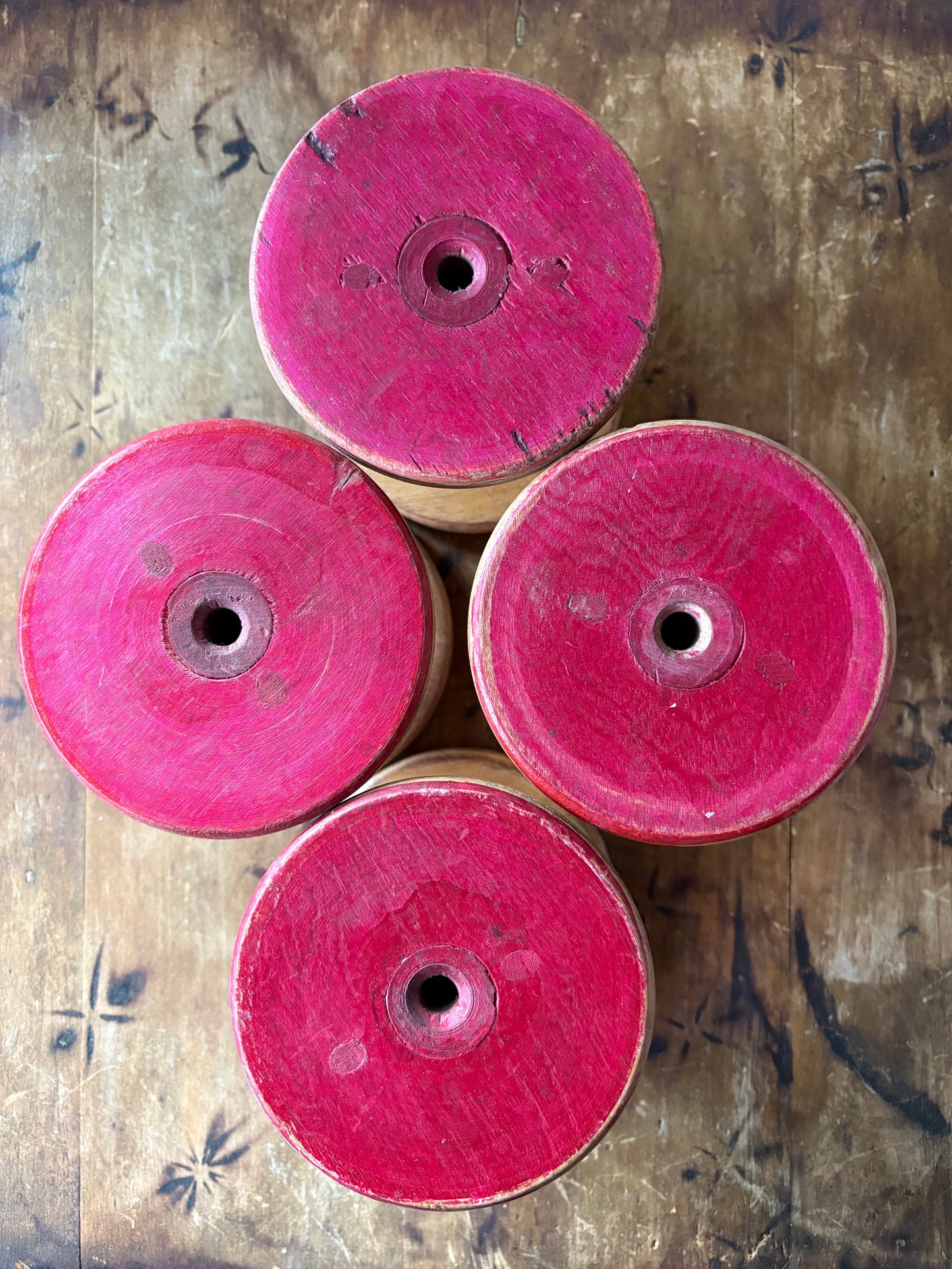 vintage wooden industrial bobbins / spools