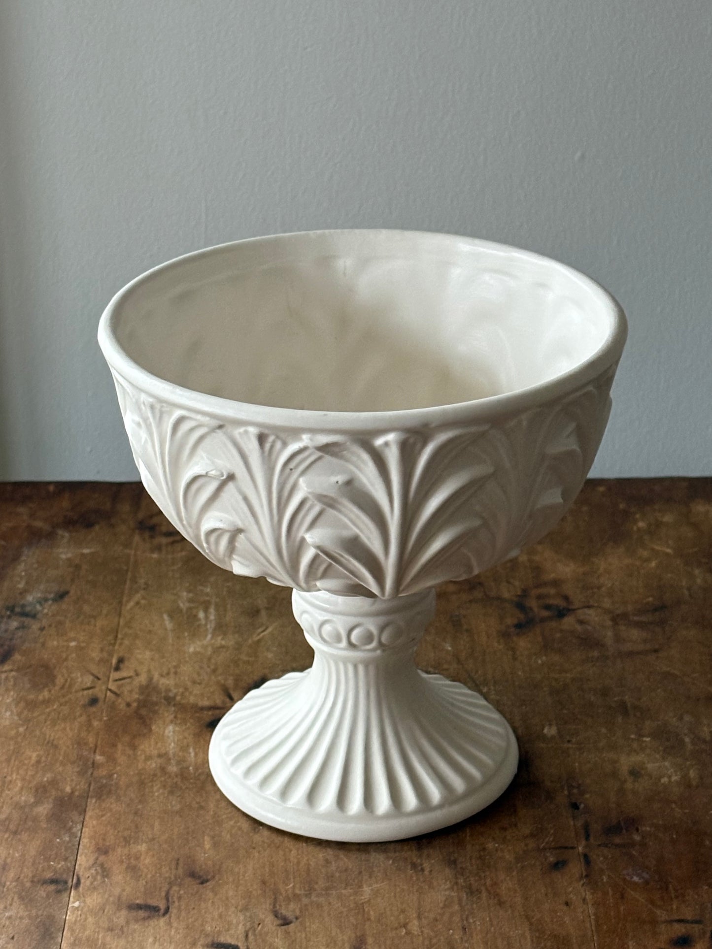 vintage white ceramic pedestal planter