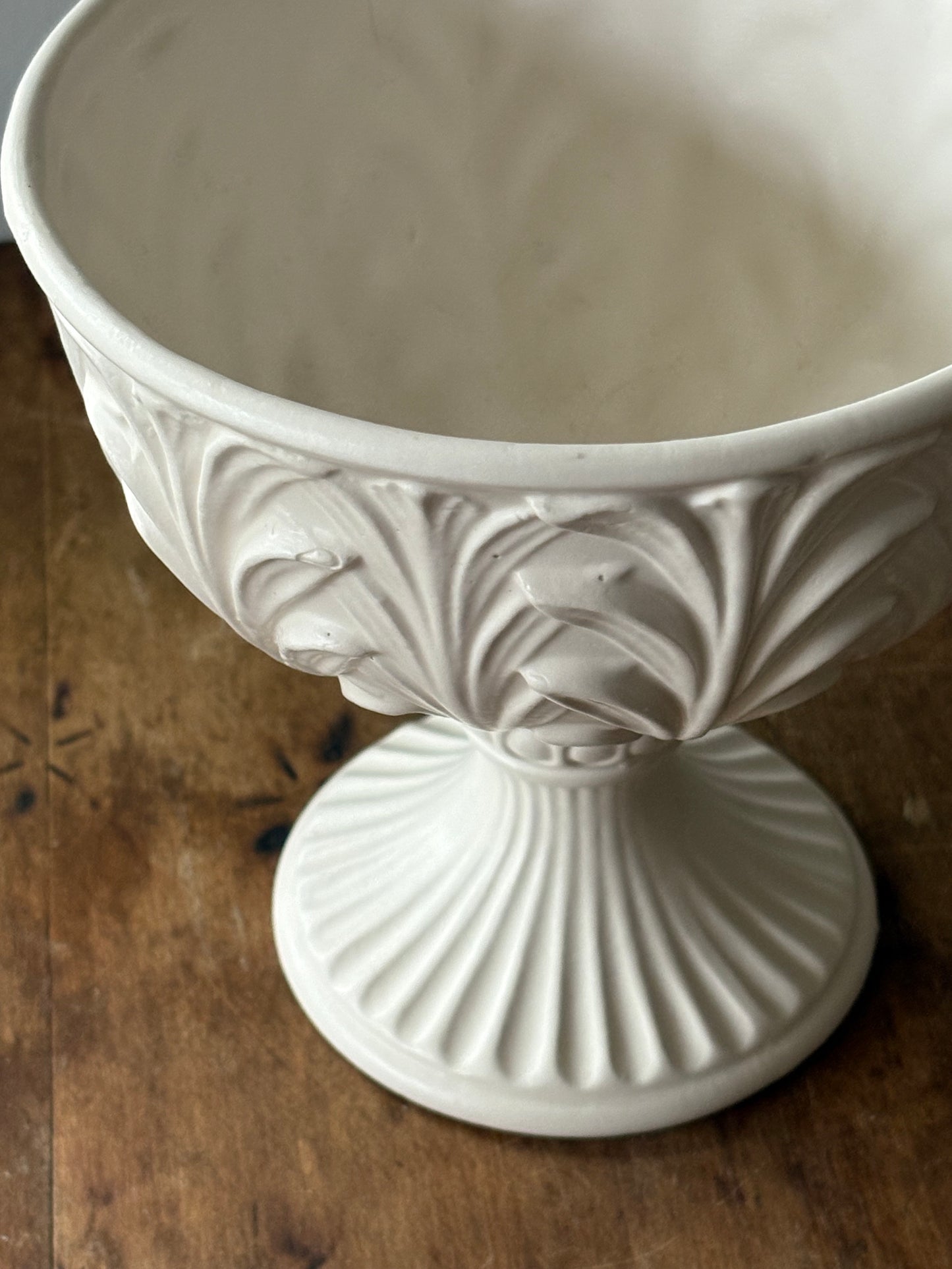 vintage white ceramic pedestal planter