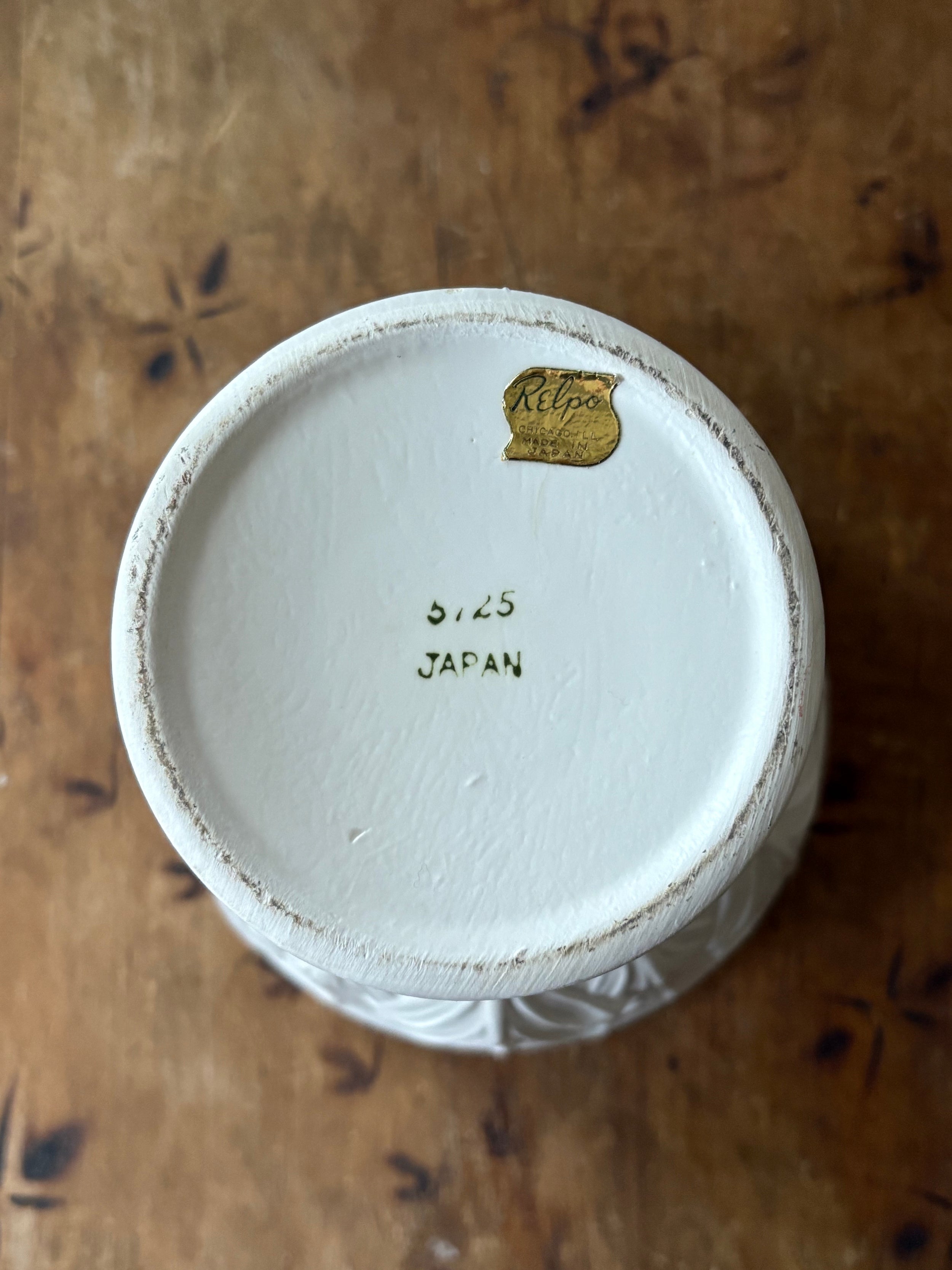 Vintage Relpo White Ceramic Pedestal Vase – Japan, 5.5