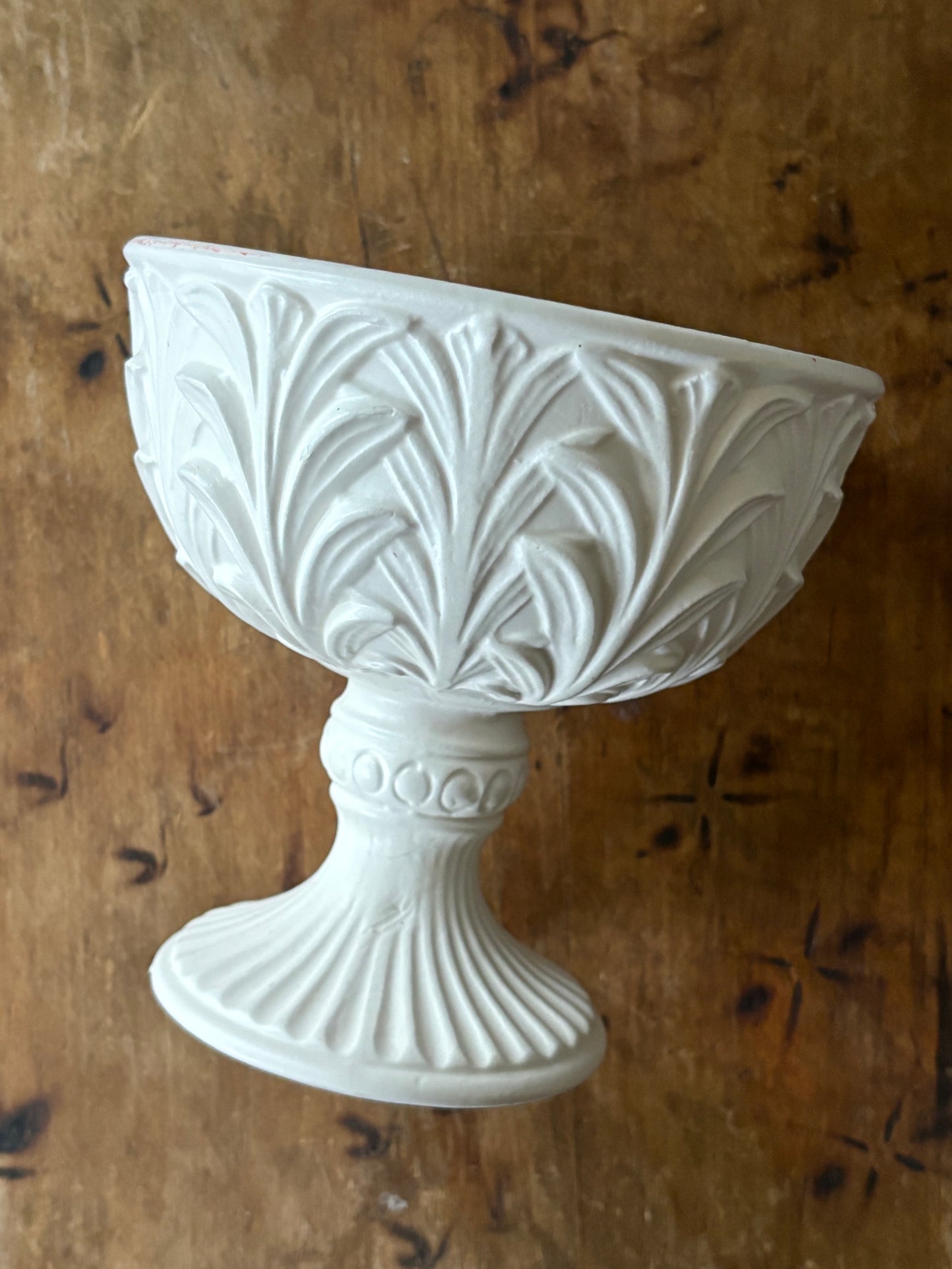 vintage white ceramic pedestal planter