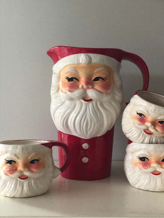 A charming vintage Santa mugs and jug - local pickup or delivery only