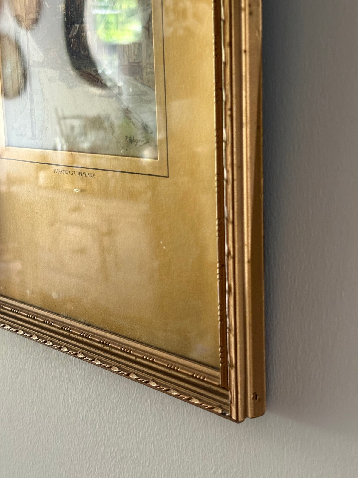 Vintage art print Windsor, England in gold wood frame
