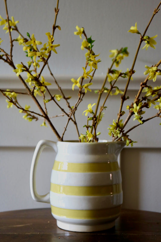 Carrigalene yellow stripe Irish pottery pitcher