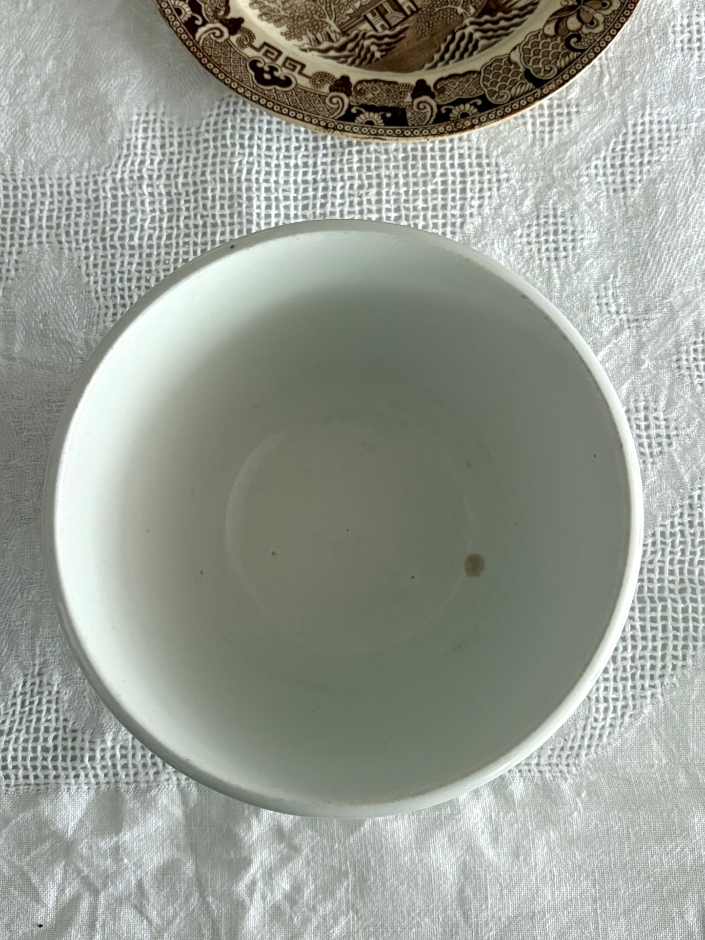 antique English 'W. Adams' ironstone creamware pudding bowl