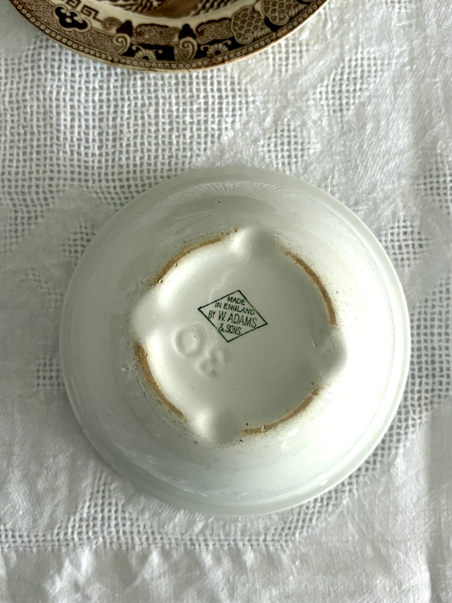 antique English 'W. Adams' ironstone creamware pudding bowl