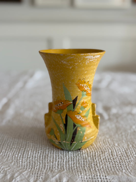 vintage English art deco Brentleigh Ware yellow vase