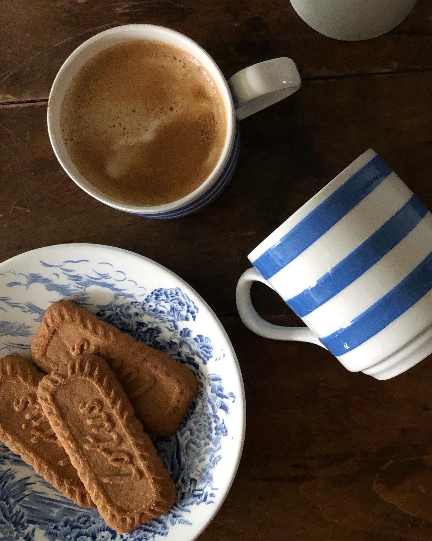 blue and white striped Irish Carrigalene- set of 2 mugs