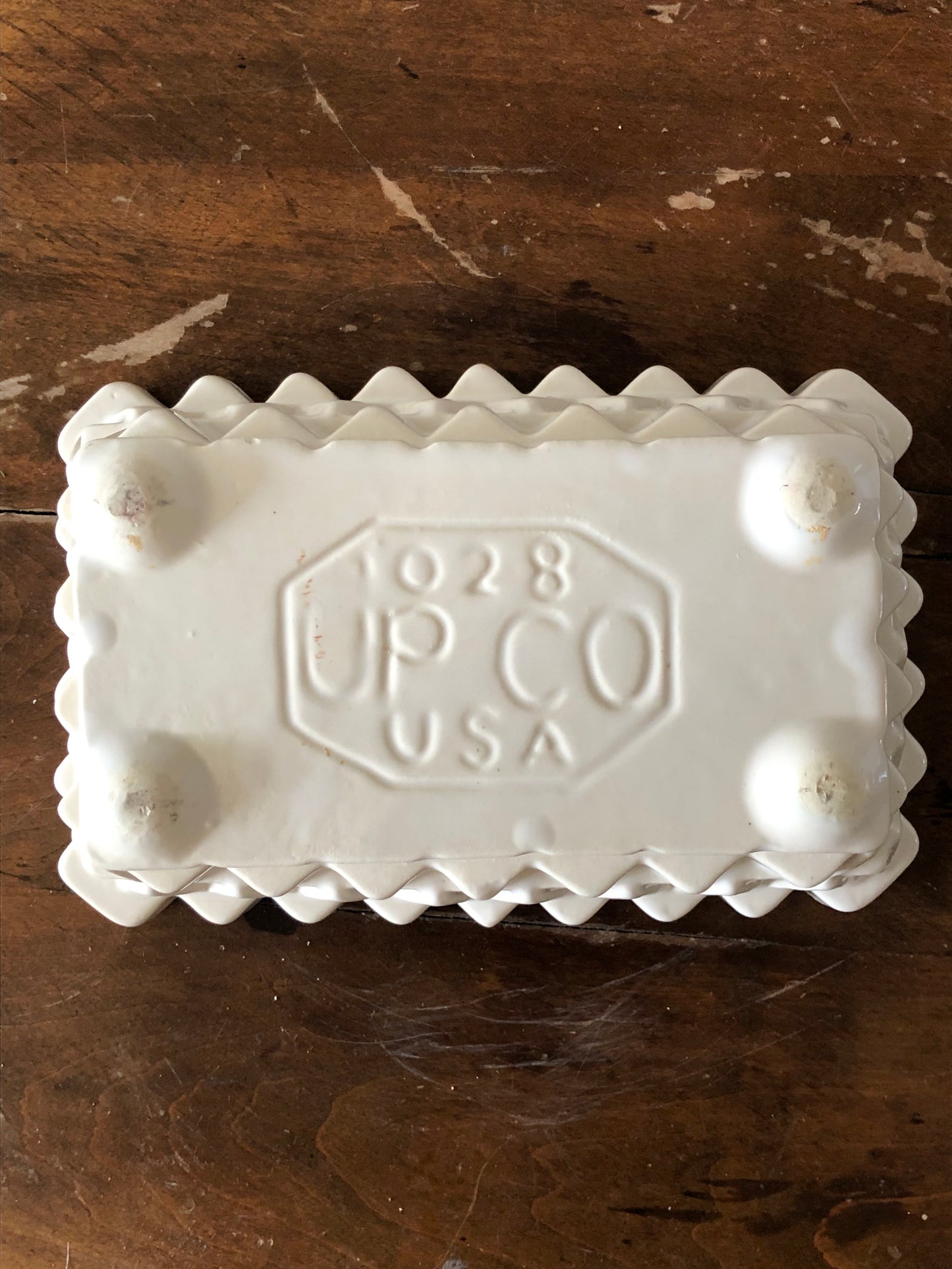 vintage white UPCO pottery planter