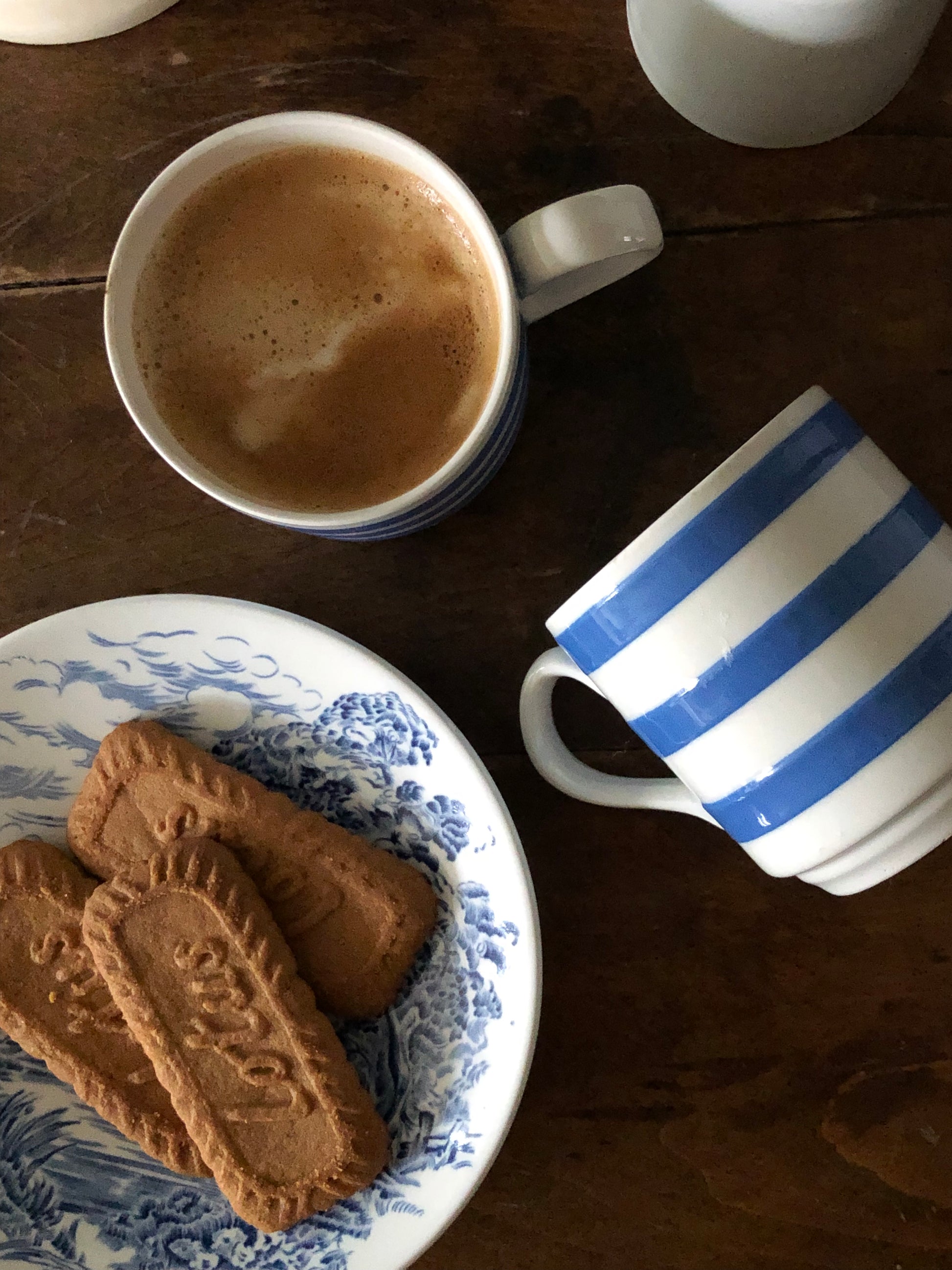 blue and white striped Irish Carrigalene- set of 2 mugs