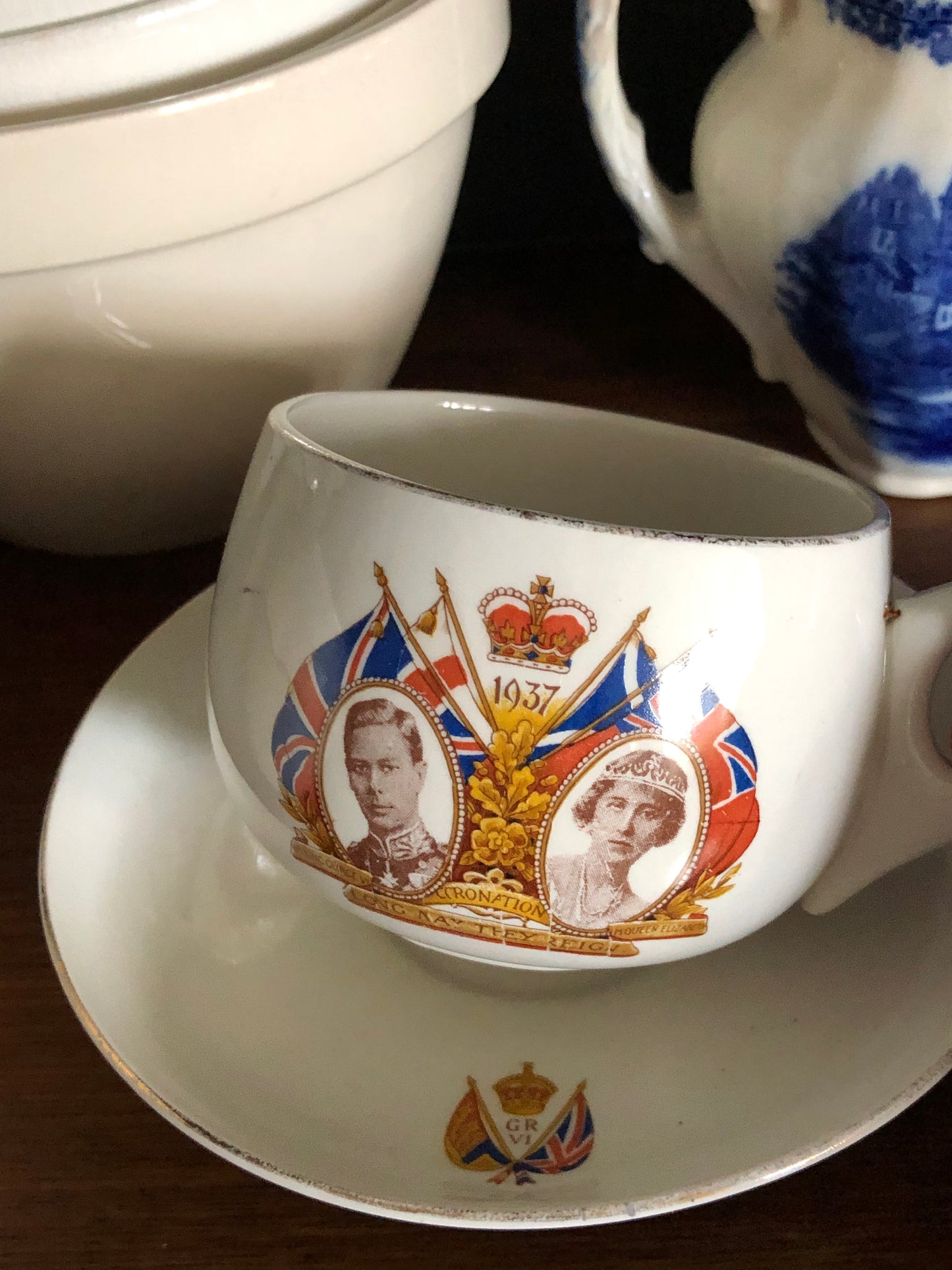vintage Royal Coronation 1937 commemorative cup and saucer Hotel Ware by Alfred Meakin