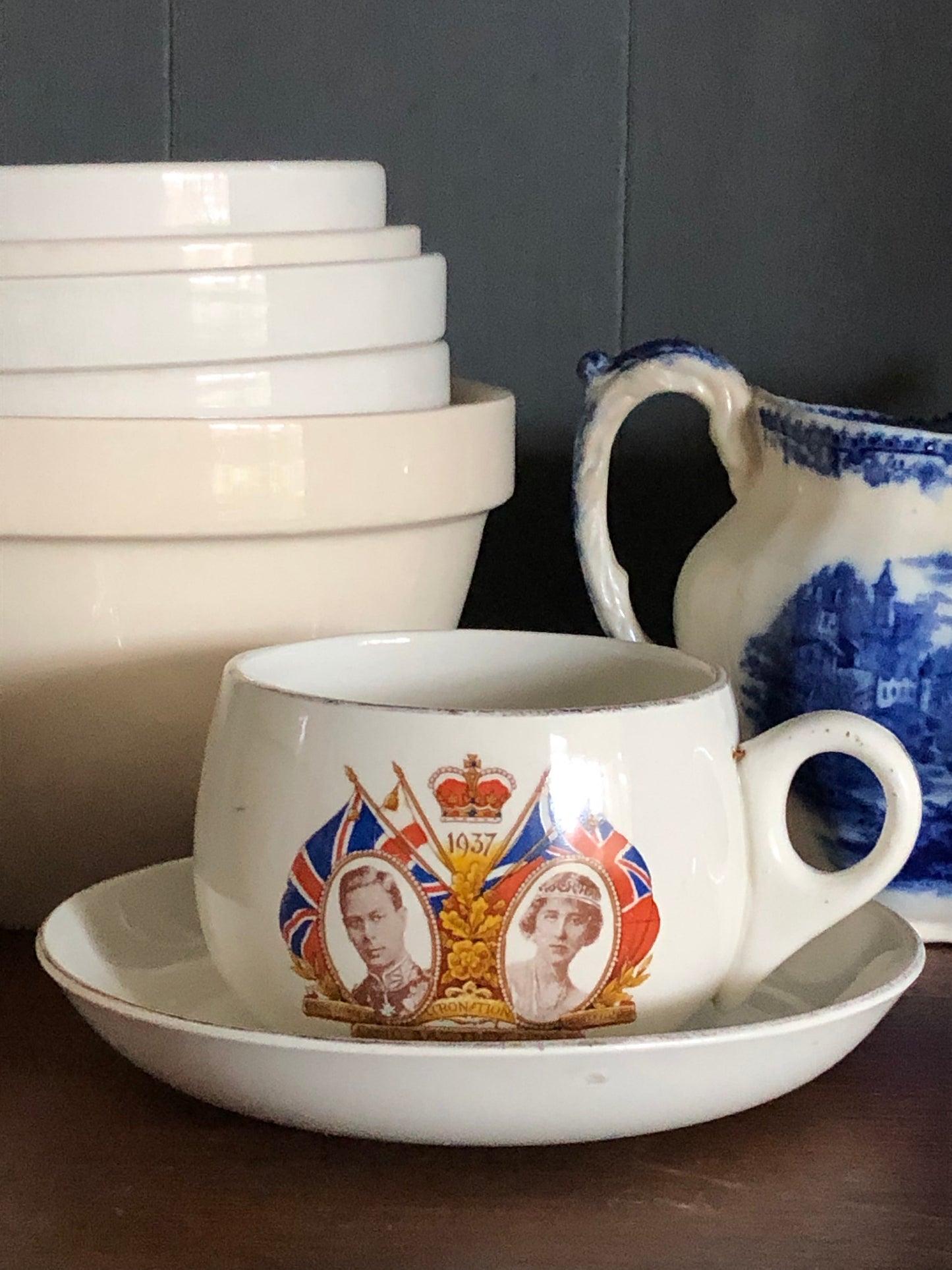 vintage Royal Coronation 1937 commemorative cup and saucer Hotel Ware by Alfred Meakin